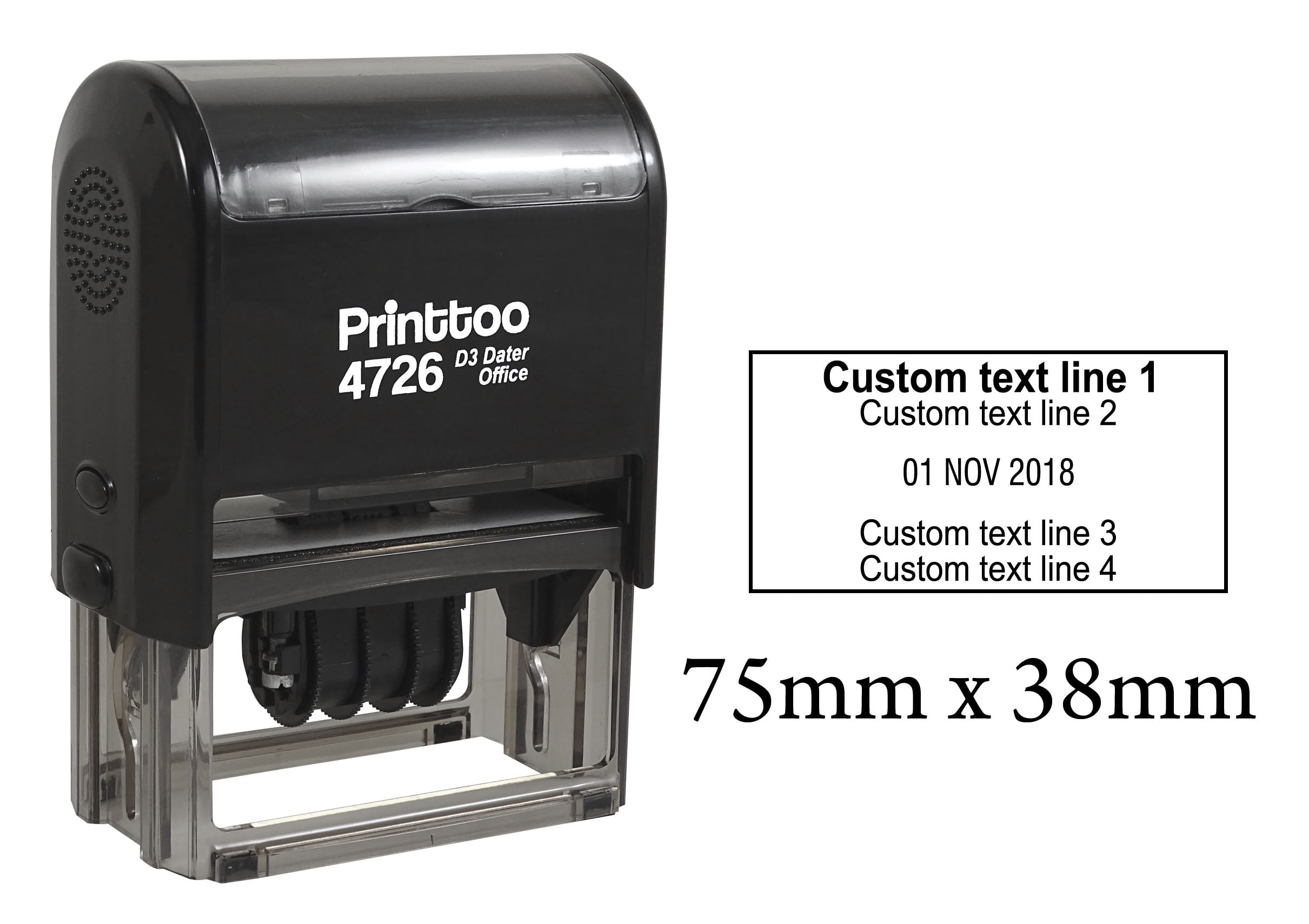 Printtoo With Custom Text Date Rubber Stamp Self Inking Offiice