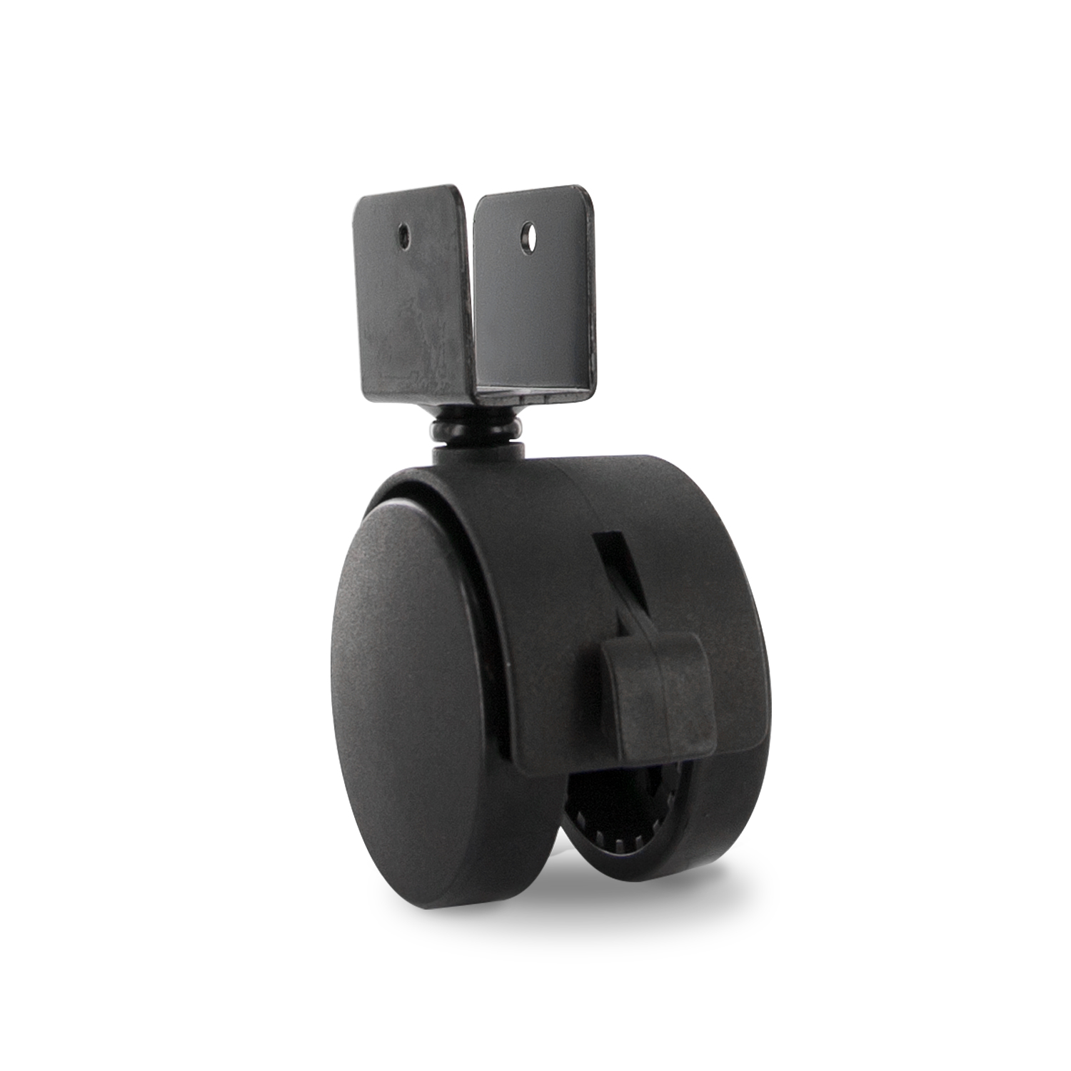 23/8" Wheel Diameter Black Nylon Swivel Hooded Hercules Twin Wheel