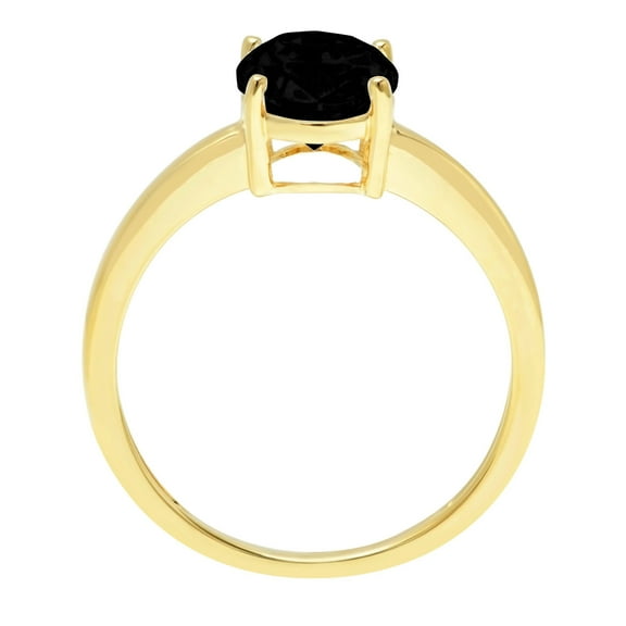 2 ct Oval Cut Natural Onyx Solitaire Engagement Ring for Women in 18K Yellow Gold