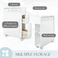 thumbnail image 6 of TY Arts & Culture Bathroom White Wooden Storage Cabinet with Wheels for Rolling Narrow Bathroom, 6 of 8