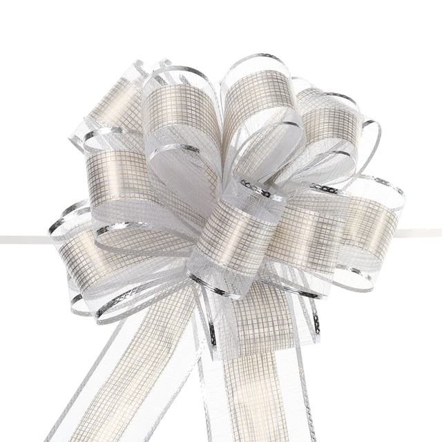 20uds 7 Pulgadas Grande Tirar Lazo Regalo Envoltura Lazos Cinta Organza Plata para Boda Cestas Regalos Navidad Fiesta