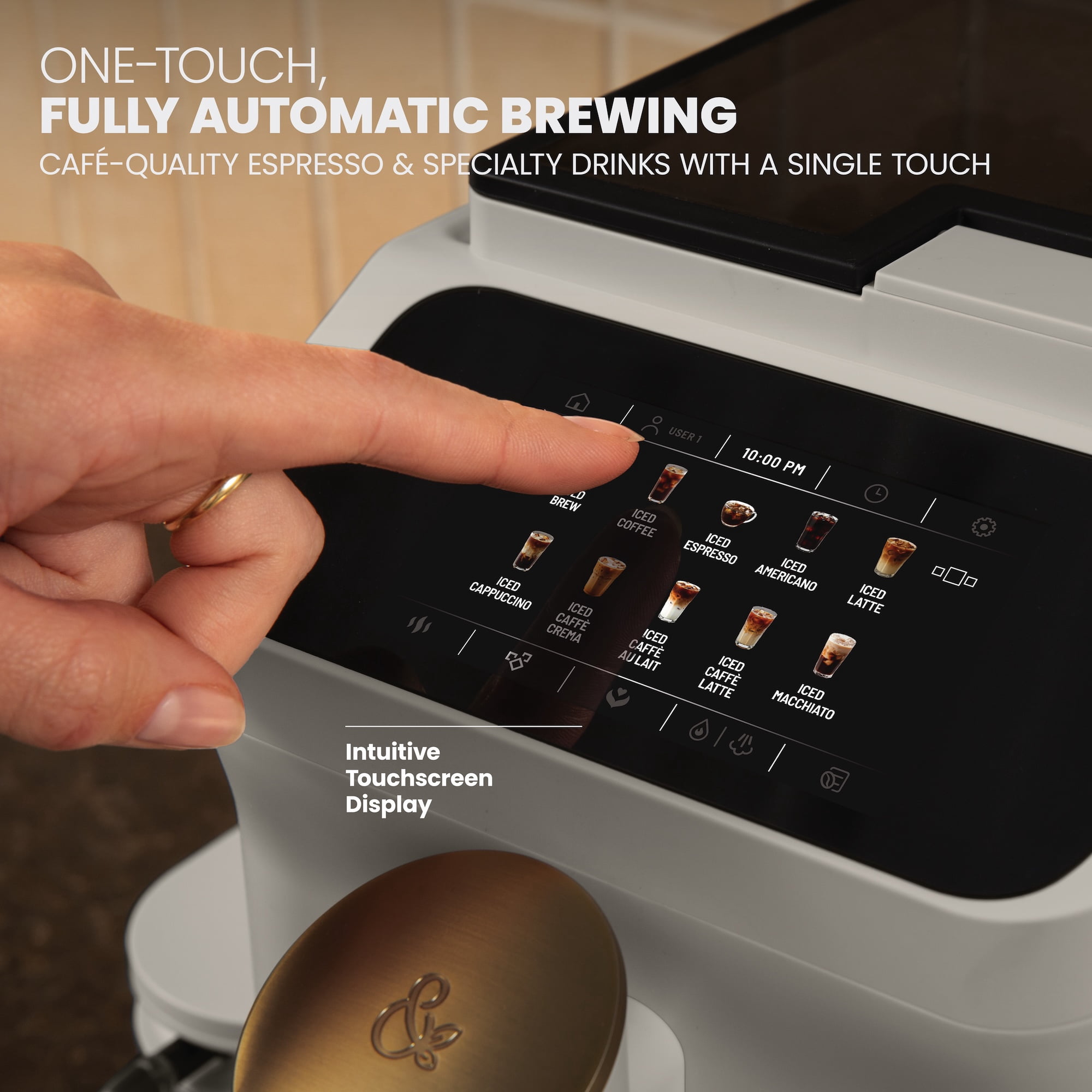 Thyme & Table Fully Automatic Espresso Machine, Sand White