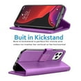 thumbnail image 3 of Wallet Card Case for iPhone 12/12 Pro PU Leather Wallet Case Cover [Stand Feature] with Wrist Strap and [6-Slots] ID&Credit Cards Pocket for iPhone 12/12 Pro 6.1 inch - Purple, 3 of 5