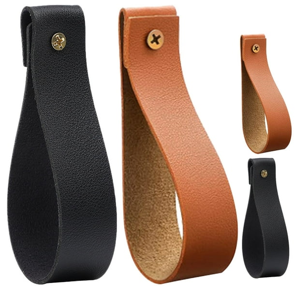 soportes para barra de cortina, correas de cuero para colgar en la pared.