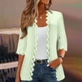 thumbnail image 2 of Cardigan Sweaters for Women Long Length 3/4 Sleeve Collarless Pleated Open Front Shrugs Elegant Fall Outfits, 2 of 6