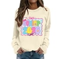 thumbnail image 3 of Zhanying Chandail en Molleton pour Femmes en Coton Col Rond Chandail Blouses Coupe Décontractée Manches Longues Hauts Tenues d'Automne Vêtements d'Hiver Basiques, 3 of 6