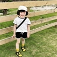 thumbnail image 5 of Toddler Girls Summer Outfits Boys And Letter Short Sleeve T Shirt And Shorts Two Piece Set Suit Holiday Outdoor Soft Playsuit Clothing Set,Size 6 Years-7 Years, 5 of 9
