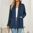 thumbnail image 7 of WTOBBY Women's Lightweight Cardigan Sweater Open Front Long Sleeve Thin Knit Jacket Casual Loose Fit Cover Up with Pockets Breathable Layer for Spring Fall,Dark Blue S, 7 of 7
