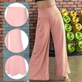 thumbnail image 4 of Pantalones de salón elásticos de pierna ancha para mujer, pantalones palazzo casuales y cómodos de cintura alta, 4 of 5