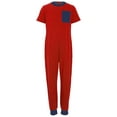 thumbnail image 3 of Oyolan Adaptive Clothing for Special Needs Kids Boys Short Sleeve Full Body Romper Anti-strip Back Zip Jumpsuit Red 14, 3 of 5