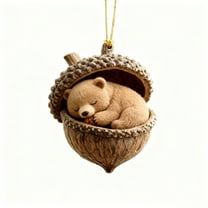 Taicans ‌forest Animal Acorn Christmas Ornaments,Realistic Fox/Bear/Hedgehog/Red Fox/Squirrel in Acorn Nests,Holiday Decorations for Tree,Fireplace,Mantel,Acrylic Ornaments,Rustic Woodland Theme‌