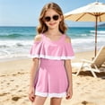 thumbnail image 2 of Shachafan Girls Ready Piece Swimwear For Girls With Ruffle Trim | Solid Bathing For Summer Two Piece Girls Bathing Suit, 2 of 4