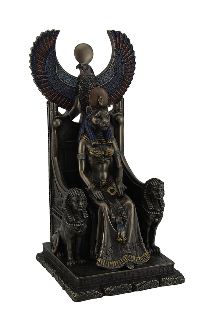 Egyptian Goddess Sekhmet Sitting on Throne Statue 