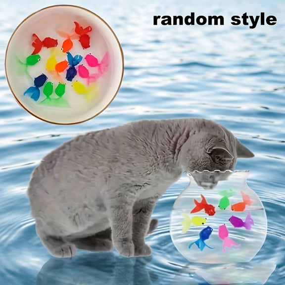 15PCS Large TPR Simulation Goldfish Cat Toys, 2.2 Inch Mixed Color Soft Rubber Fish for Indoor Cats Interactive Play