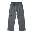 thumbnail image 4 of Cargo Pants for Mens Solid Color Multi Pocket Elastic Waist Drawstring Outdoor Workout Pants Casual Straight Leg Athletic Pants for Hiking, 4 of 7