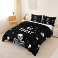 thumbnail image 2 of Homewish Halloween Death Skull Duvet Cover Queen,Trick Or Treat Print Queen Bedding,Black White,Black Reversible,3 Pieces,1 Duvet Cover and 2 Pillowcases, 2 of 6