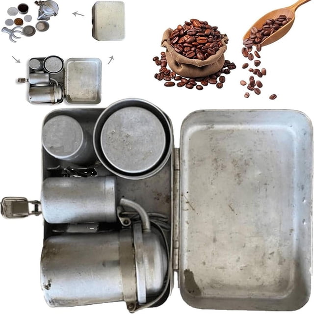 Kit de café for acampar de colección, muy raro, con un toque vintage de nostalgia, for espresso y ve