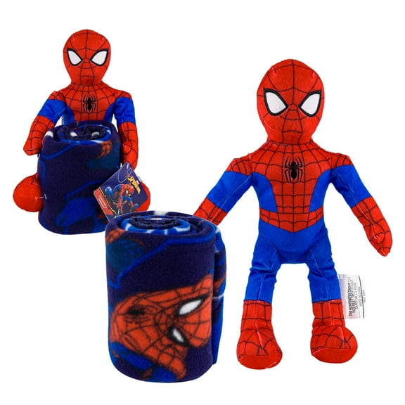 Spiderman Travel Set - 2 Piece Kids Travel Set includes Blanket 40" X 50" & Plush (Offical Disney Product)