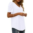 thumbnail image 6 of USSUMA Plus Womens Tops Dressy Casual Womens Summer Shirt V Neck Casual Tshirts Puff Sleeve Tops Dressy Casual Blouse for Women Solid Color, 6 of 8