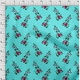 thumbnail image 3 of oneOone Cotton Silk Aqua Blue Fabric Leaves & Floral Block Sewing Craft Projects Fabric Prints By Yard 42 Inch Wide, 3 of 4