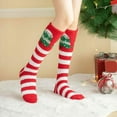 thumbnail image 4 of Women's Knee-High Coral Fleece Warm Socks 2-Pack, 16.5x3.15in Thickened - Christmas Jacquard Prints, Breathable Snug Fit, Home Lounging Winter Socks, Non-Fade Festive Footwear, 4 of 6