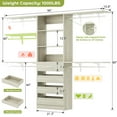 thumbnail image 3 of Aheaplus Closet System with 4 Drawers, 8FT Wood Closet Organizer System, 96’’ Closet Built In System Tower with Shelves, Walk-in Closet Wardrobe Clothes Garment Rack, Fits Spaces 4-9 ft, White Oak, 3 of 8