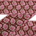 thumbnail image 1 of IBA Indianbeautifulart Feuilles Rouges & Roses Dentelles en Tissu pour Artisanat Bordure en Dupion Imprimée Ruban de Couture par 9 Yards 4 Pouces, 1 of 1