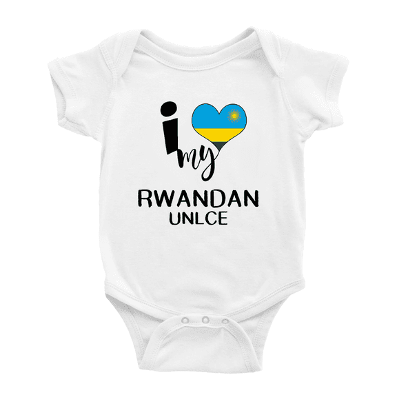 I Heart My Rwandan Unlce Rwanda Love Flag Cute Baby Clothes Unisex (White, 3-6 Months)