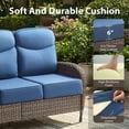 thumbnail image 4 of Luxury 6 Piece Patio Furniture Sets Outdoor Wicker Rattan Conversation Sofa Rocking Swivel Chairs Set with 6" Thick Cushions, Ottomans and Coffee Table for Backyard Balcony Garden, Blue, 4 of 15