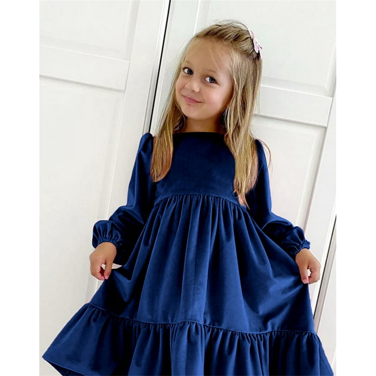 Larisalt Dresses For Girl Girls Long Sleeve Velvet Casual