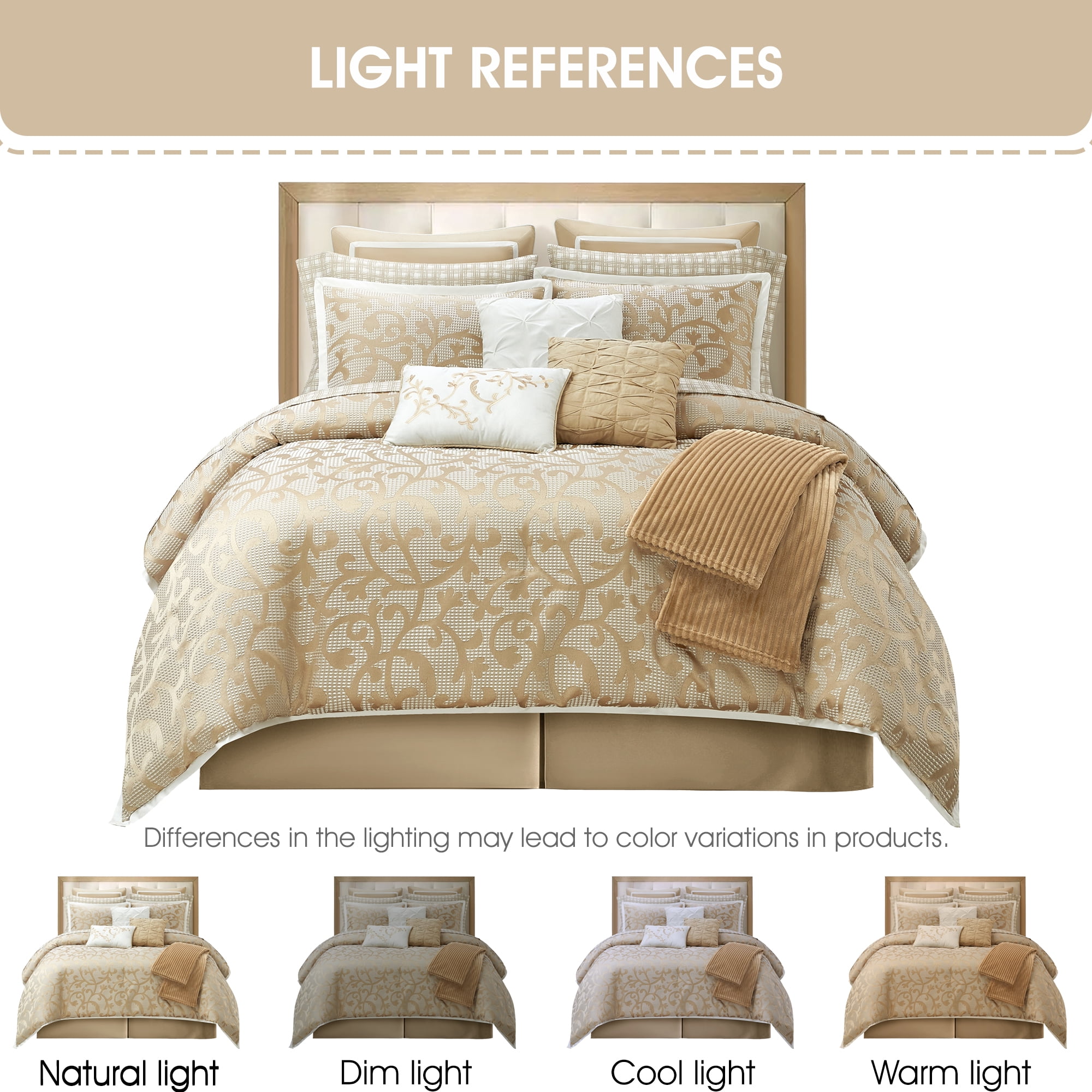 Lanco Taupe Paisley Comforter Set King Size, 16 Piece, Jacquard Bedding Sets & Collections, Matching Flat Sheet, Fitted Sheet, Pillow Shams , Bedskirt , Curtains