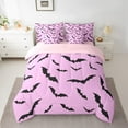 thumbnail image 2 of Feelyou Kids Halloween Bat Bedding Comforter Set 7 Pieces, Gothic Horror Animal Full Bedding Set, Black Plum Reversible Fitted Sheet Flat Sheet, Ultra Soft Home Decor, 2 of 7