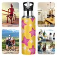 thumbnail image 7 of Yayeee 33oz Insulated Water Bottle Double Wall Stainless Steel with Flip Straw Lid, Large Pink Stars, 7 of 7