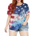 thumbnail image 5 of XADYUY Plus Size 4th Of July Tshirts for Women Stars Stripes Tie Dye Print Patriotic Tees Fashion Crewneck Short Sleeve T Shirt Curvy Women Independent Day Tunics,2XL Blue, 5 of 5