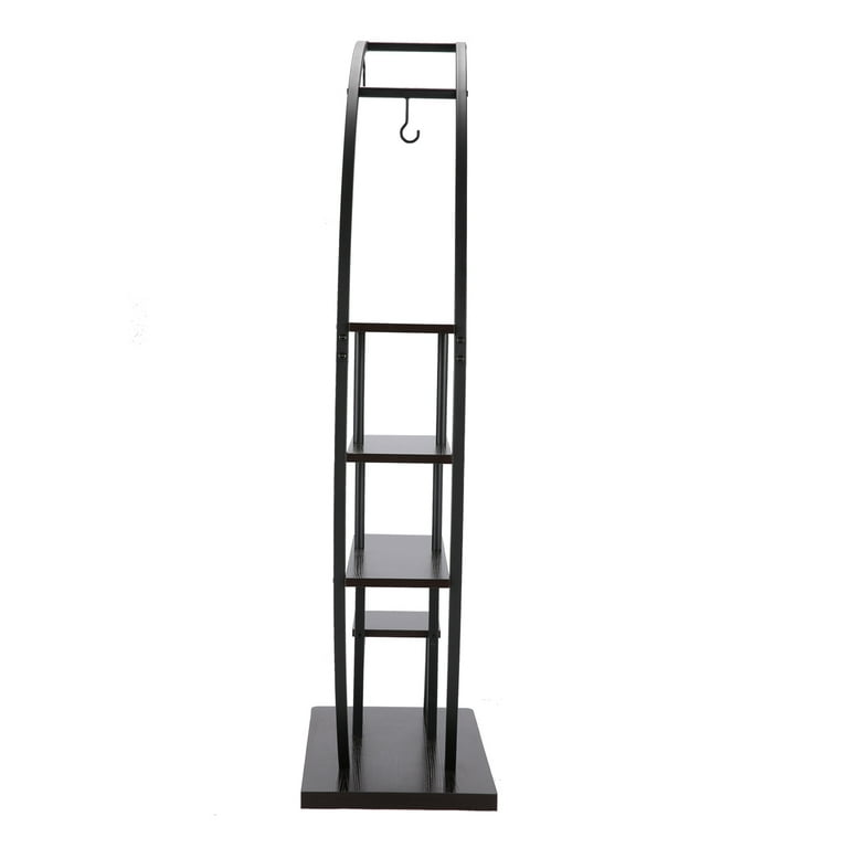 Funcid 5 Tier Plant Stand for Indoor Plants, Half Moon Shape Plant Shelf with Hanging Hook, Multiple Planter Display for Home Decor, Living Room, Balcony, and Bedroom