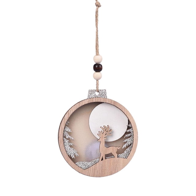 Colgante de Madera Zulema de Navidad Elk con Decoración de Luz Adorno de Madera