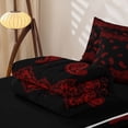 thumbnail image 6 of Homewish Black Red Boho Zipper Queen Comforter Set with Fitted Sheet and 2 Pillowcases,Rustic Exotic Paisley Zipper Bedding Set,Black Reversible,4pcs, 6 of 8