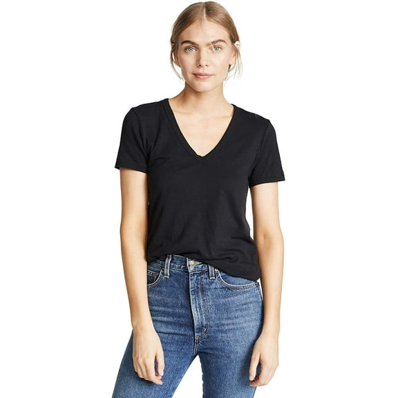 Rag & Bone Jeans Women's Black The Vee Tee V-Neck Short Sleeve T-Shirt