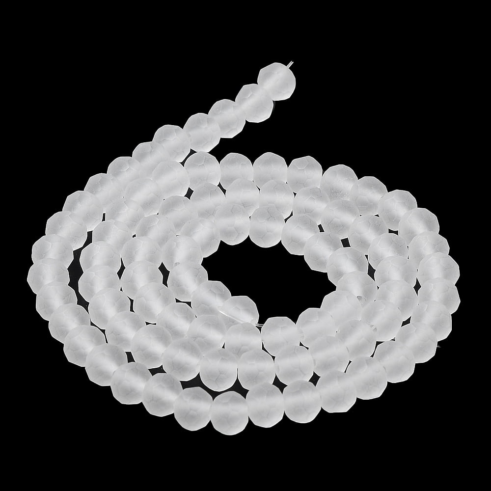 Transparent Glass Beads Strands Faceted Frosted Rondelle WhiteSmoke 10mm Hole: 1mm about 63~65pcs/strand 49~50cm