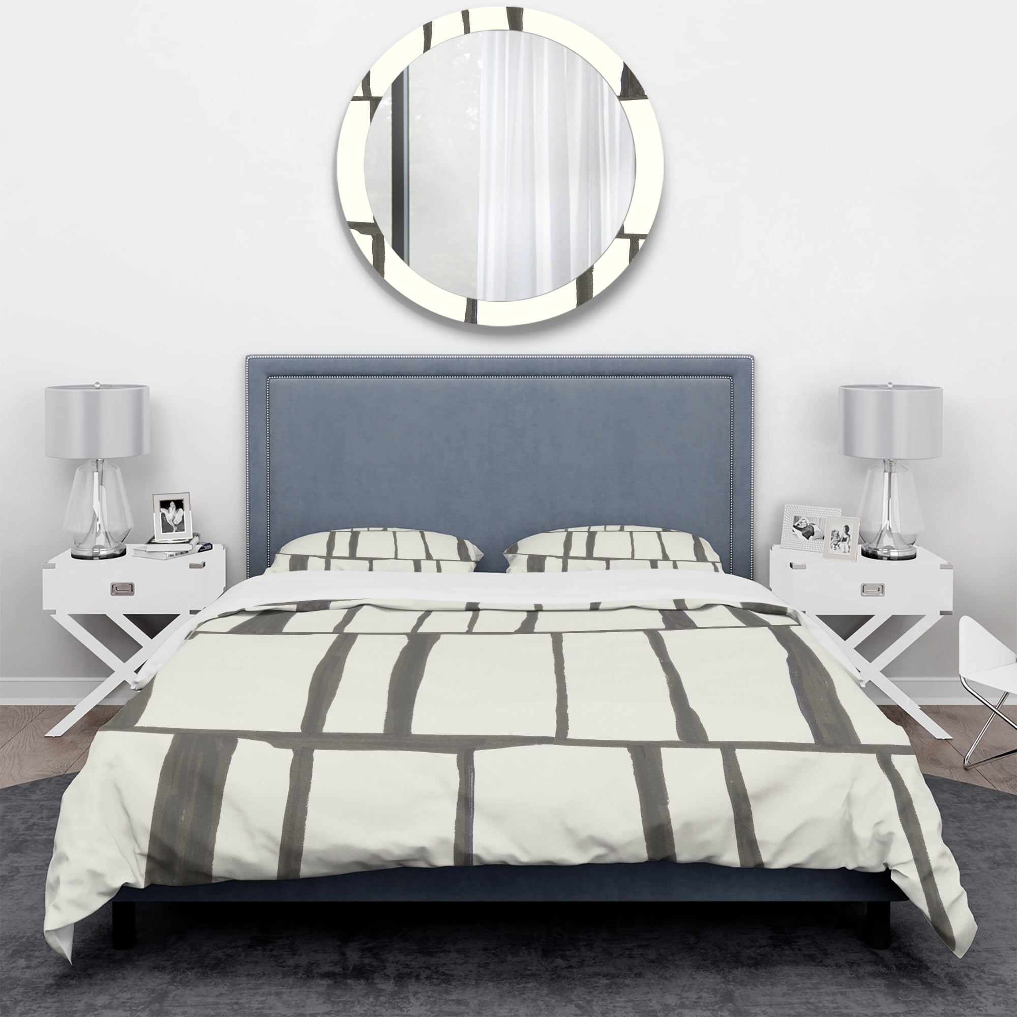 Designart 'minimalist black and white I' Geometric Duvet Cover Set