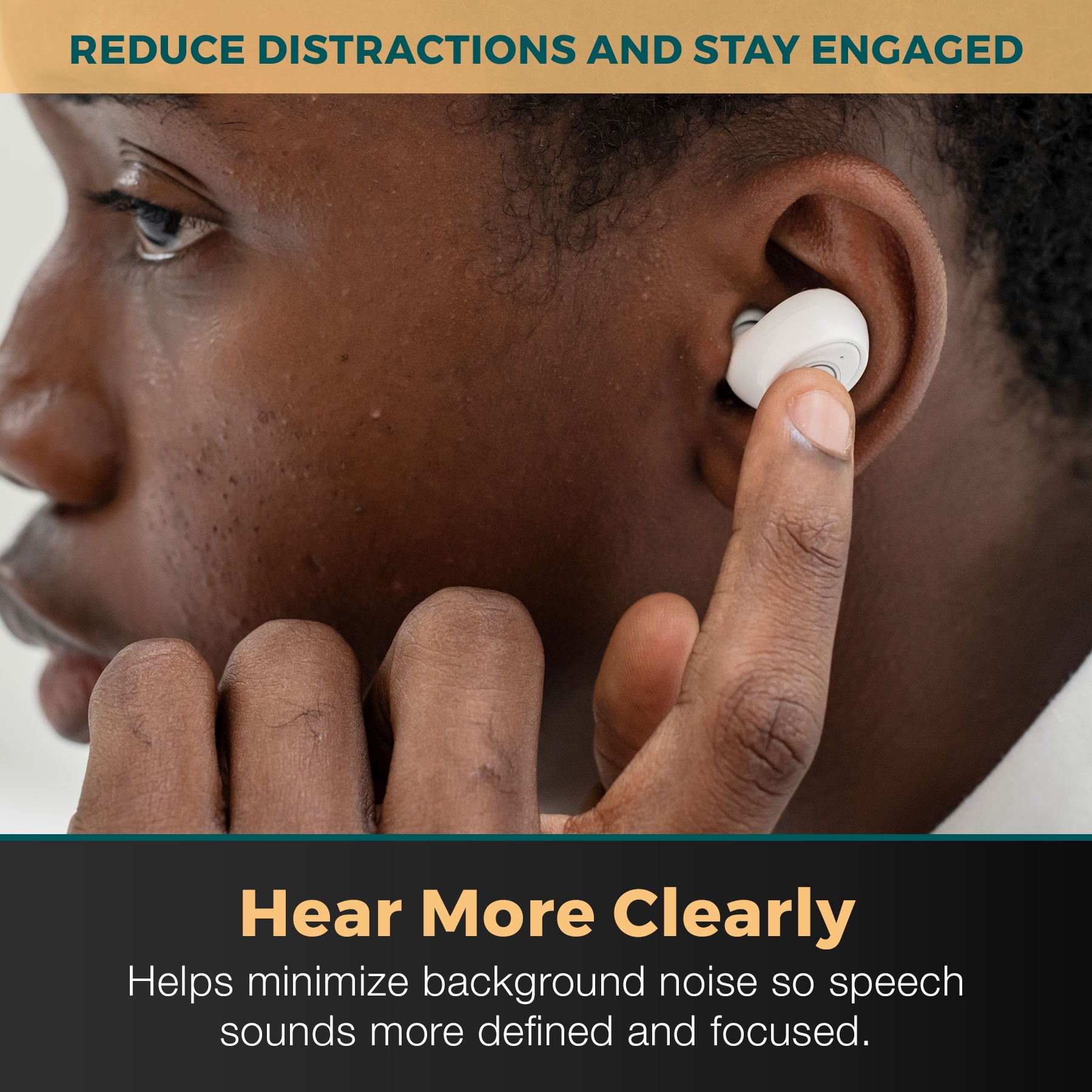 MEDca Digital Hearing Amplifier ITE Rechargeable 2 Piece Set Portable Charging Case - White