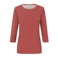 thumbnail image 4 of Fgnfyis T-Shirts pour Femmes Femmes Haut à Manches 3/4 Été Décontracté Polyvalent Chemise Raglan Col Rond Chemise Décontractée Haut Confortable Hauts pour Femmes Rouge Melon D\'eau_002 S, 4 of 5