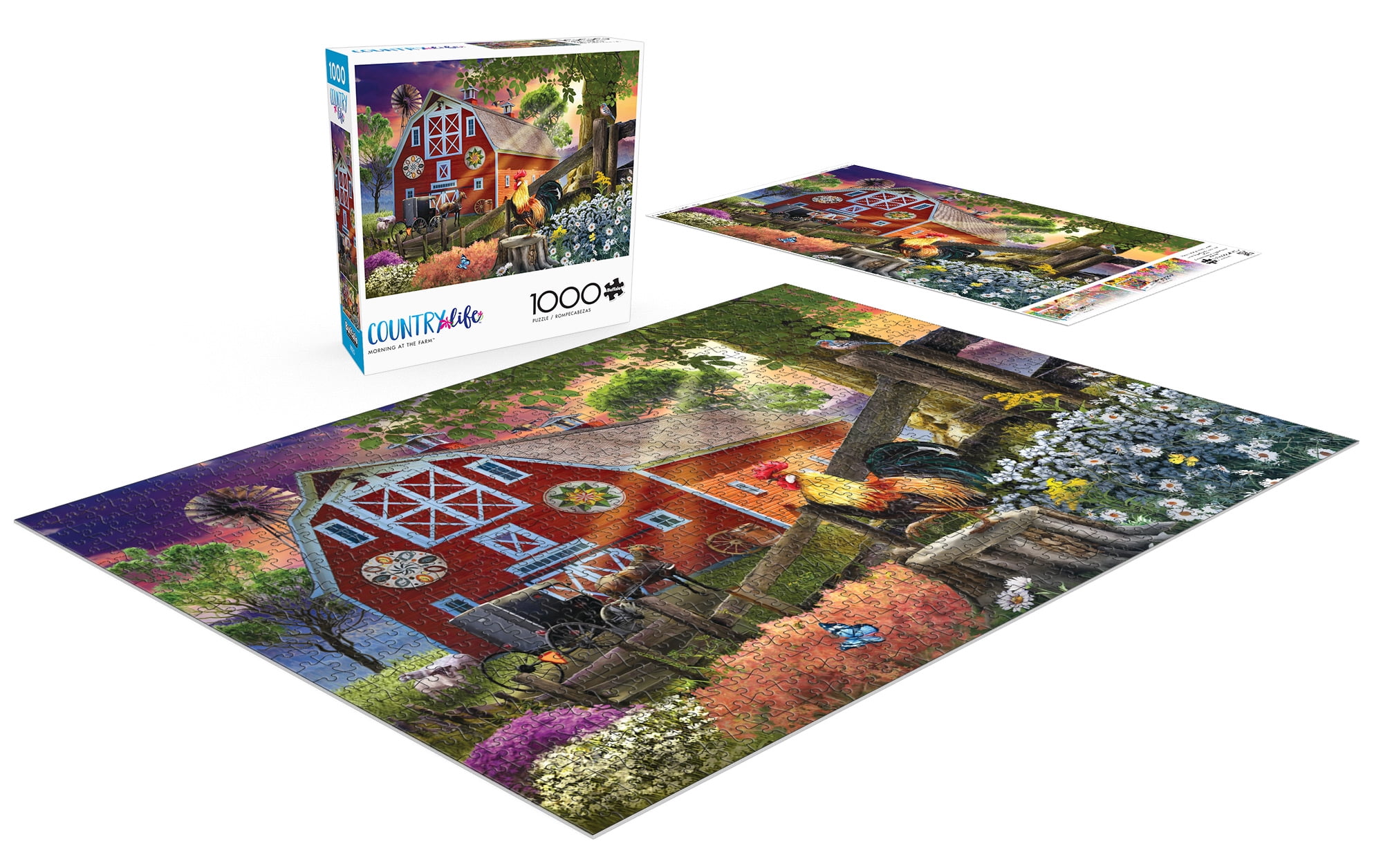 Buffalo Games 1000-Piece Tom Wood Morning at the Farm Interlocking Jigsaw Puzzle