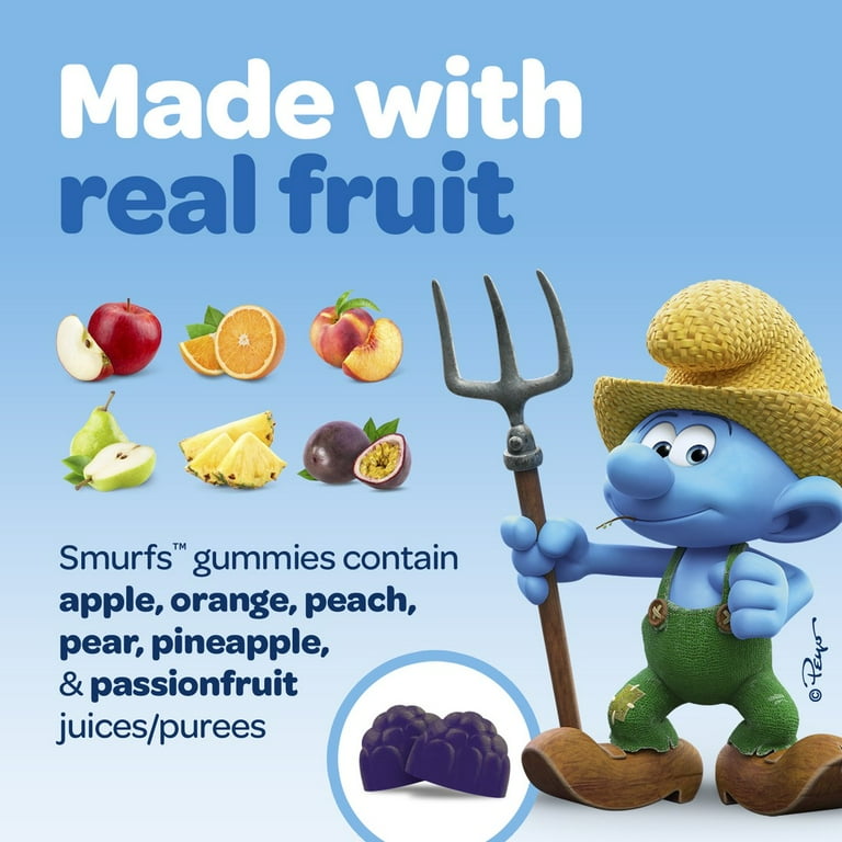 The Smurfs Kids Multivitamin Gummies with 15 Daily Vitamins and Minerals  for Growth & Development | Made with Real Fruit in a Smurf Berry |  Delicious,