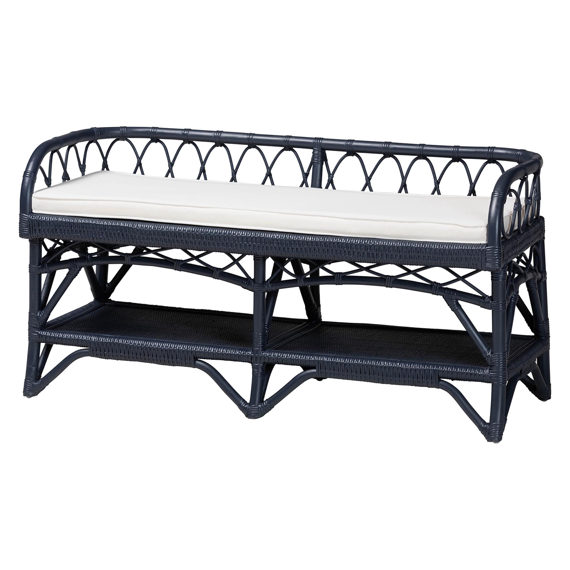bali & pari Leryn Boho Accent Bench, Navy Blue