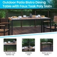 thumbnail image 4 of Emma + Oliver 5 Piece Patio Table Set - Synthetic Teak Poly Slats - 30" x 48" Steel Framed Table with 4 Faux Teak Stackable Chairs, 4 of 13