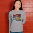 thumbnail image 4 of Dazzling Girl Women's Long Sleeve T-shirt Blessed and Lucky Cowgirl Cute South Vintage Retro American Heritage Tradition, 4 of 7