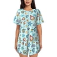 thumbnail image 1 of Fotbe Sea Shells 2 Conjunto de Pijama Estampado para Mujer, 2 Piezas, Ropa de Dormir con Camiseta de Manga Corta y Shorts Suaves-XX-Large, 1 of 6