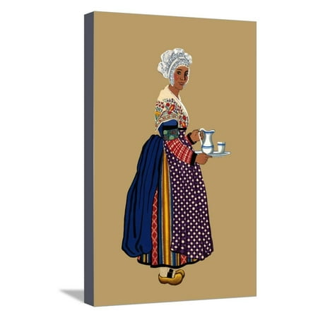 Woman from St. Germain, Lembron Serves a Pitcher of Milk for Coffee or Tea Stretched Canvas Print Wall Art By Elizabeth Whitney