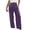 C-Purple437, variant on DHFJKG High Waist Pants For Women Wide Leg Smocked Waist Summer Breathable Linen Solid Color Pants With Pockets Beach Vacation Clothes Soft Trousers